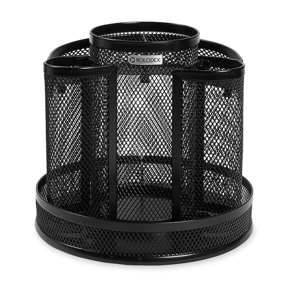 Wire Mesh Spinning Desk Sorter, Black | Bundle of 5