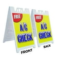 thumbnail image 2 of A-frame Sidewalk Free Ac Check 24" x 36" Double Sided A-Frame Sidewalk Sign, Includes 2 Plastic Inserts | Foldable Portable White Signicade Sandwich Board Signs, 2 of 5
