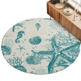 thumbnail image 2 of Small Round Rug 3Ft, Turquoise Starfish Non-Slip Washable Circle Rugs Carpet, Ocean Nautical Seahorse Coral Shell Indoor Outdoor Rug Floor Mats Throw Runner for Bedroom Living Room Bathroom, 2 of 8