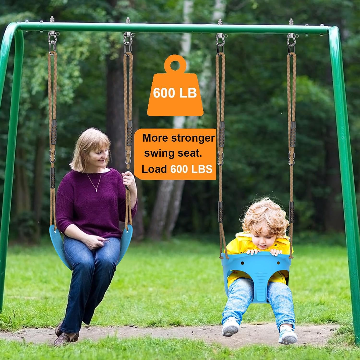 600 LB Weight Capacity Full Bucket Toddler Swing Seat with Adjustable Height Rope from 4.2 to 6.7 FT High Back Bucket Seat Swing for Toddler - Cute Elephant Shape Design
