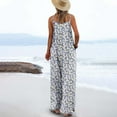 thumbnail image 3 of Women's Causal Jumpsuits Loose Fit Sleeveless Overalls Fashion Floral Print Adjustable Strap Rompers with Pockets, 3 of 5