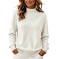 thumbnail image 2 of CBASIHI Womens Sweater Size S-2XL, Knitted Long Sleeve Casual Mock Neck Fall Sweater for Women White, 2 of 7