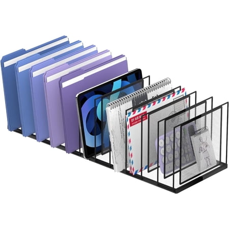 INTIGE File Organizer for Desk, 11-Section Vertical File Sorter, Paper Holder Organizer Standing Metal File Folder for Office Home