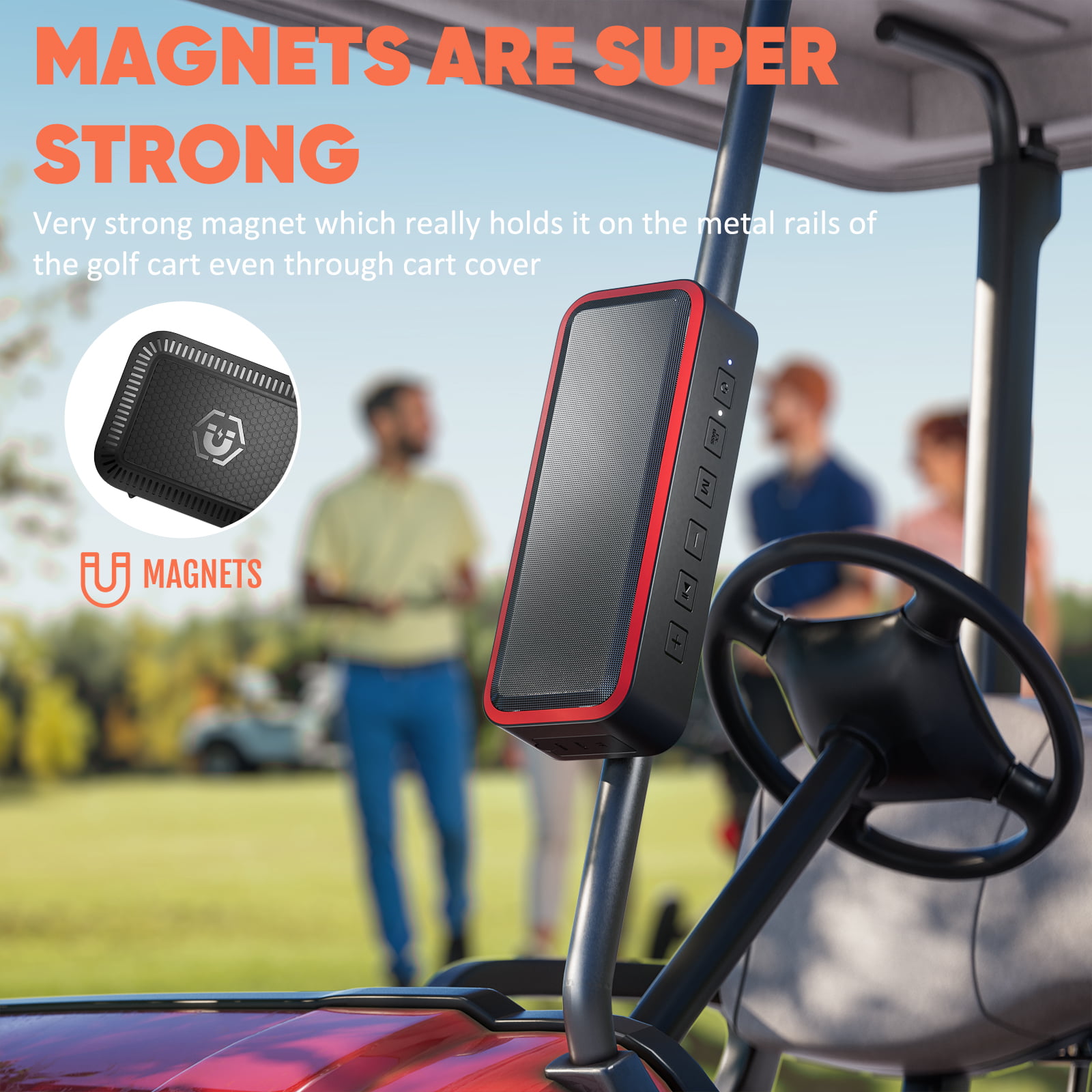 DBSOARS Portable Golf Speaker, Magnetic Golf Cart Bluetooth