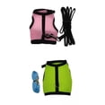 thumbnail image 1 of Juego de 2 arneses y correa para conejos, collar para gatitos y animales pequeños. verde rosa, 1 of 9