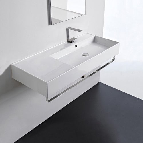 Scarabeo By Nameeks Ceramic 40 Wall Mounted Bathroom Sink With Overflow Walmart Com Walmart Com