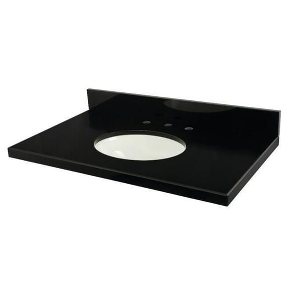 36 x 22 in. Templeton Black Granite Vanity Top with Oval Sink, Black & White