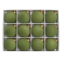 EGYMEN 12PC Velvet Christmas Balls, Flocked Xmas Ornaments for Tree Decoration, Plastic Hanging Christmas Baubles, Festive Decorative Orbs for Holiday Home Decor(Army Green)