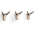 thumbnail image 1 of Juego de 3 ganchos adhesivos dorados para pared con forma de cuerno para baño, 1 of 5