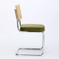 thumbnail image 3 of 2 Mid Century Modern Dining Chairs, Velvet Seat With Natural Cane Back & Base, Stable Cantilever Structure, Olive , 360 Lbs Capacity Velvet, Hand-woven Back, For Optimal Stability, 3 of 7