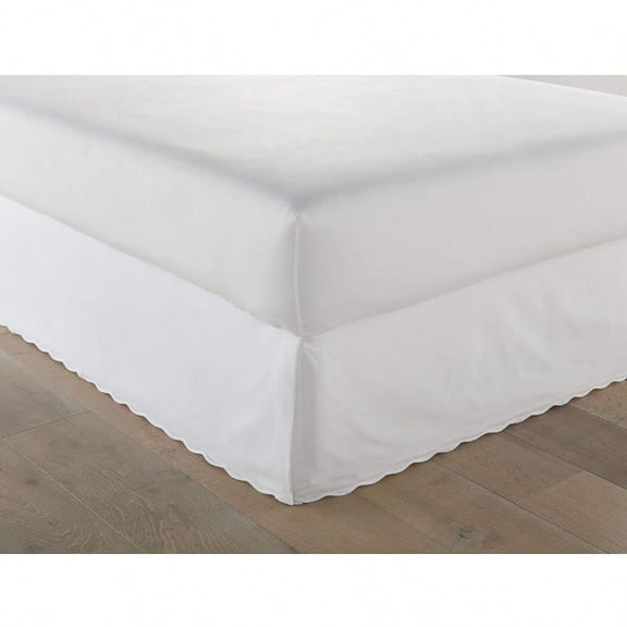 Queen Bedskirt Cotton Tailored Bedskirt With Split Corners OekoTex Certified Solid White