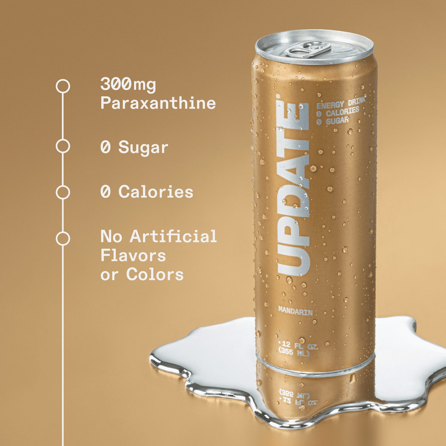 UPDATE Zero Sugar Energy Drink, Mandarin, 12 fl oz Can, 12 Pack