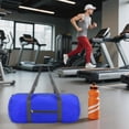 thumbnail image 3 of Foldable Portable Sports Gym Duffel Bag, Lightweight Travel Storage Organizer with Inner Pocket for Men Women, Durable for Camping Workout, Easter Gift Travel Gear, Dark Blue, 3 of 5