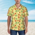 thumbnail image 4 of Balery Floral Strawberr Print Men's Hawaiian Shirts Short Sleeve Beach Shirt Relaxed Fit Vacation Button Down Shirts-Small, 4 of 9
