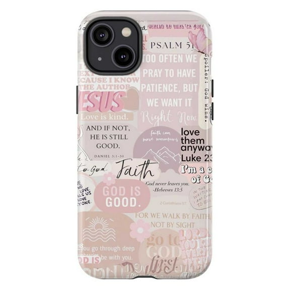 Christian Pink Collage Phone Case, Bible Verses & Faith Quotes, Fits iPhone 11 12 13 14 15 16 Pro Max Mini Plus