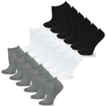 thumbnail image 2 of TeeHee Fashion and Casual Low Cut Fun Ankle Socks for Men 10-13 18 Pairs (Black-Heather Grey-White), 2 of 11