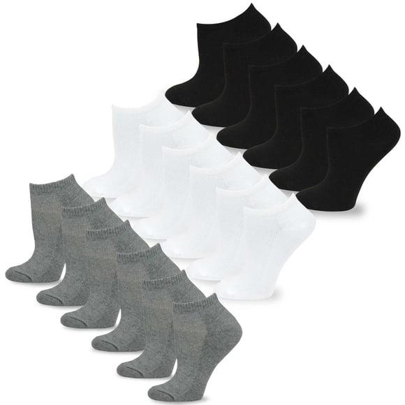 TeeHee Chaussettes Invisibles Amusantes pour Femmes, Lot de 18 Paires (Noir-Gris-Blanc)