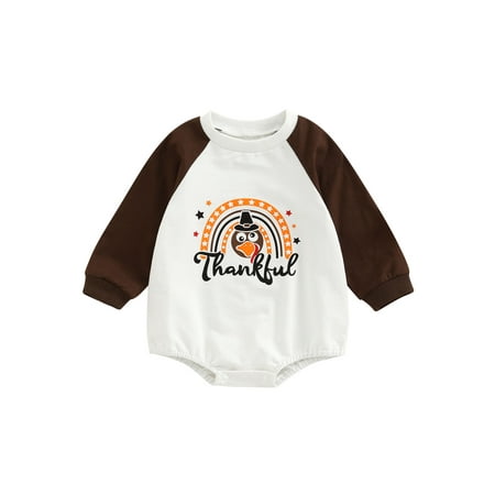 

Baby Girl Boys Thanksgiving Day Cartoon Print Loose Short Romper