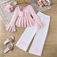 thumbnail image 2 of Afdoent Girls 2 Piece Outfit Cute Long Sleeve Top And Pants Outfit Fall Two Piece Set For Kids Fall Winter Clothing Set 9-10 Years, 2 of 9