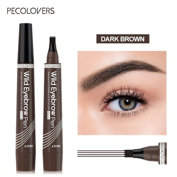 6 colores 1pc lápiz de cejas impermeable 4 punta dividida lápiz de cejas lápiz de tatuaje de cejas impermeable líquido negro lápiz de maquillaje de cejas