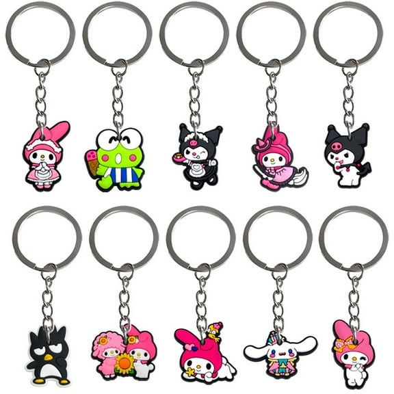 10pcs sanrio Cartoon Keychain for Kids Party Favors, Mini Cute Keyring for Classroom Prizes, Birthday Christmas Party Favors Gift, Goodie Bag Stuffers Supplies