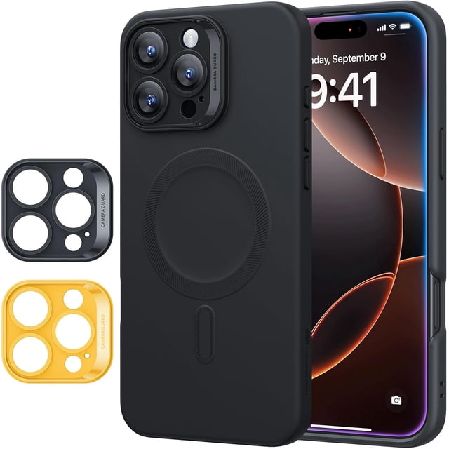for iPhone 16 Pro Max Case, Compatible with MagSafe, Shockproof Military-Grade Protection, Magnetic Phone Case for iPhone 16 Pro Max, Classic Hybrid Case (HaloLock), Clear,Black
