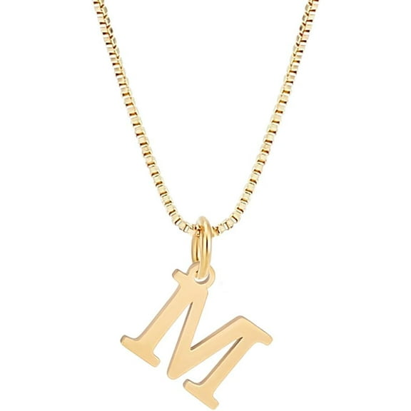Gold Golden Initial Necklace for Women Dainty 304 Stainless Steel Letter A-Z Pendant 18"with 2"extender Box Chain Name Necklace for Women Trendy DIY