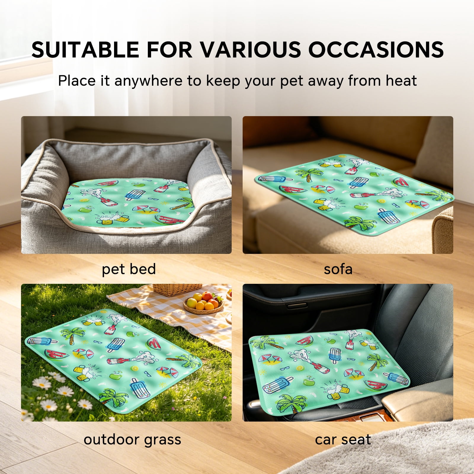 Pet Cooling Mat, Instant Cool Gel Pad for Dogs & Cats, Summer Instant Chill No Refrigeration, Portable Reusable Sleeping Bed (70*120cm/27.56*47.24in)