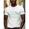 thumbnail image 3 of Merry Christmas Men's T Shirts Octopus Coral Santa Hat T-Shirt for Men Shell Starfish Ocean Crew Neck Tees Cotton Tops, White, S, 3 of 7