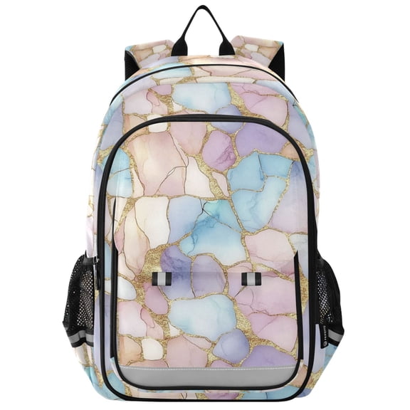 FORMRS Unisex School Backpack 17" Student Travel Bag with Laptop Compartment, Elegant Marble Pattern