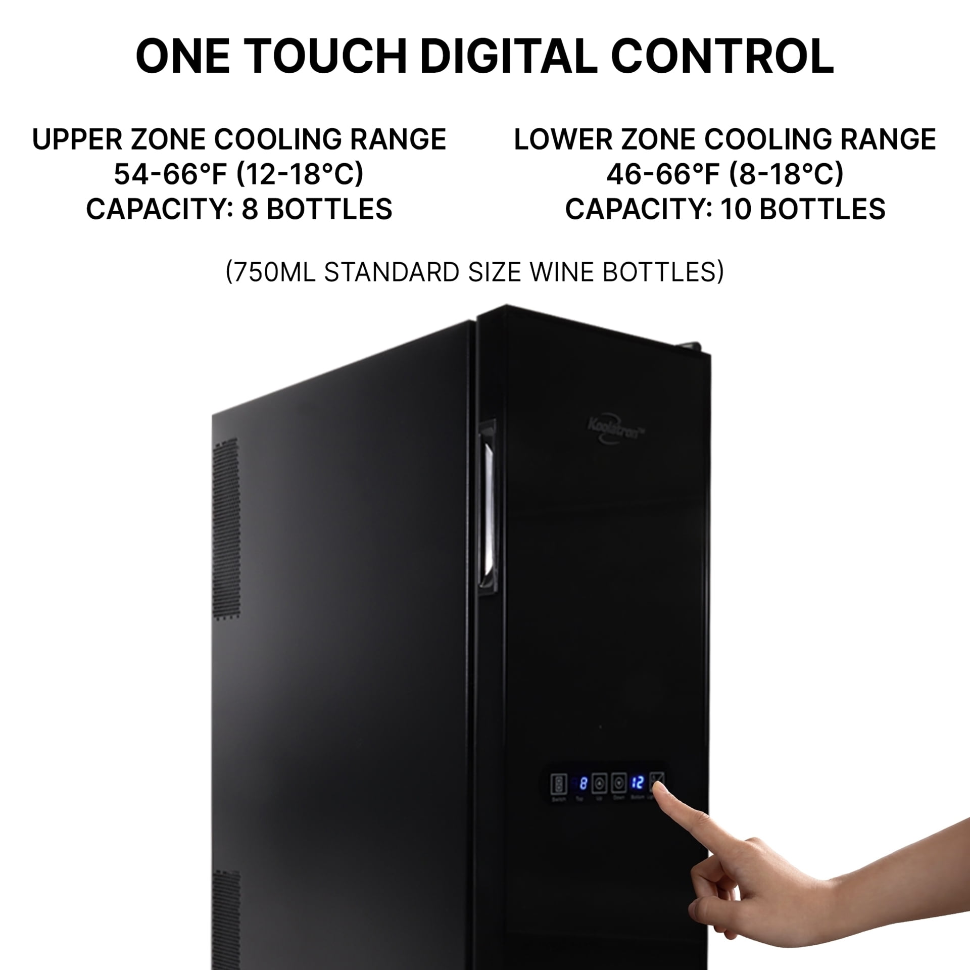 Koolatron 18 Bottle Slim Dual Zone Wine Cooler Freestanding Wine Fridge