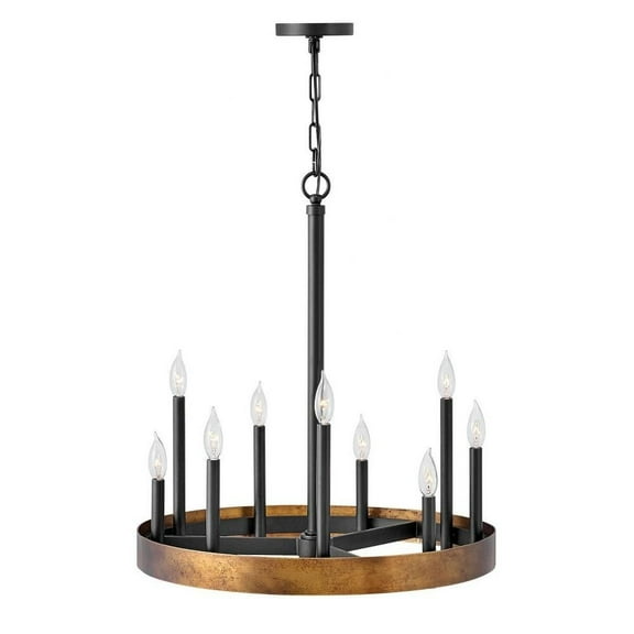 Modern Nine Light Chandelier in Weathered Brass Black Finish Bailey Street Home 81-Bel-3088266