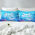 thumbnail image 3 of Cartoon Axolotl Bedding Set Bedroom Decor,Cute Salamander Painting Bed Sheets Twin Size,Kawaii Wildlife Animals Reptile Fitted Sheet Blue SeaPlant Sheets, 3 of 6