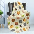 thumbnail image 4 of Cartoon Soft Flannel Fleece Throw Blanket, Animals with Simplistic Art Design Lion Bear Bunny Cow with Flowers, Cozy Plush for Indoor and Outdoor Use, 70" x 90", Multicolor, by Ambesonne, 4 of 5