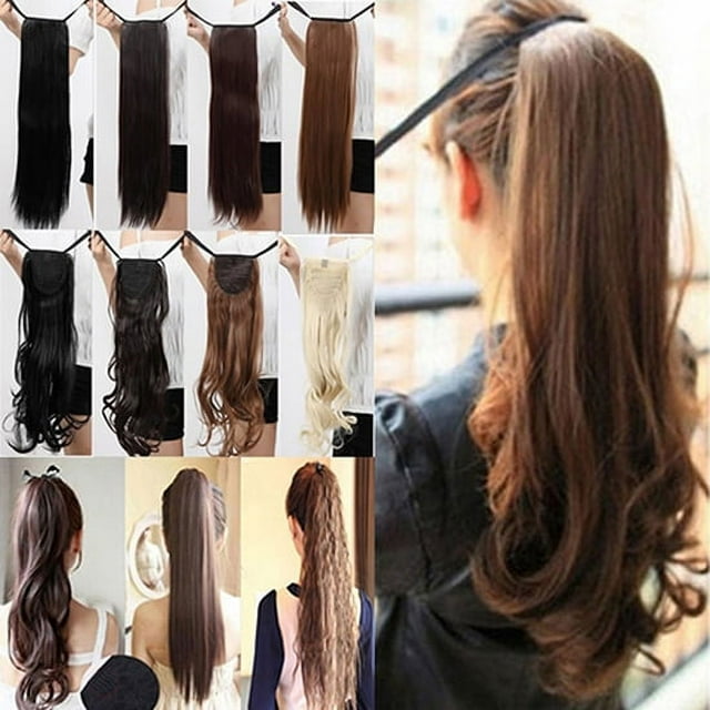 Lubelski Queue de Cheval Liée pour Femmes, Postiche Queue de Cheval à Clip, Extensions de Cheveux, Pièces de Cheveux