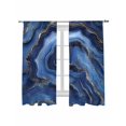 thumbnail image 2 of Sheer Curtains 63 Inches Long, Navy Blue Marble Light Filtering Window Curtains for Living Room, Contemporary Ink Painting Abstract Rod Pocket Voile Sheer Curtain Drapes, 52"W x 63"L, 2 Panels, 2 of 8