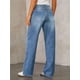 thumbnail image 3 of Pantalones vaqueros de pierna ancha for mujer, cintura alta, holgados, rectos, elásticos, con bolsillos con cordón, 3 of 6