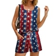 thumbnail image 4 of 2 Piece Short Sets for Women 250 Anniversary Usa Shirts and Short Sets Patriotic Tank Square Neck Sleeveless Sweatsuit, 4 of 8