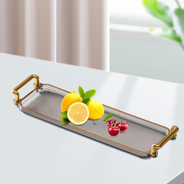 Platos rectangulares para servir, plato de desayuno, plato con asas, bandeja de postre, bandeja de joyería, bandeja de tocador para oficina, sala de Gris perfecl sirviendo a tay