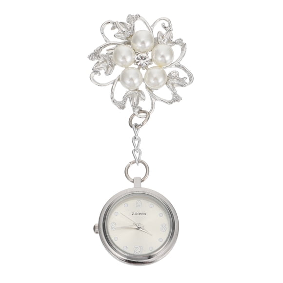 KAKOWELY 1 reloj de bolsillo de enfermera con clip y flores de diamantes de imitación.