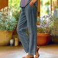 thumbnail image 2 of Lmnyox Summer Straight Leg Pants for Women Flowy Elastic Waist Lounge Pants with Pocket Lightweight Palazzo Pants, 2 of 5