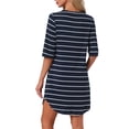 thumbnail image 3 of INSPIRE CHIC Women's Nightshirt Stripped Half Sleeve Button Up Short Nightgown Shirt Dress L Navy, 3 of 6