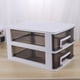 thumbnail image 3 of Armario de almacenamiento de doble capa para el hogar, de plástico, con cajones, portátil, multifunción, resistente al polvo, organizador de muebles (marco blanco y negro transparente)., 3 of 7