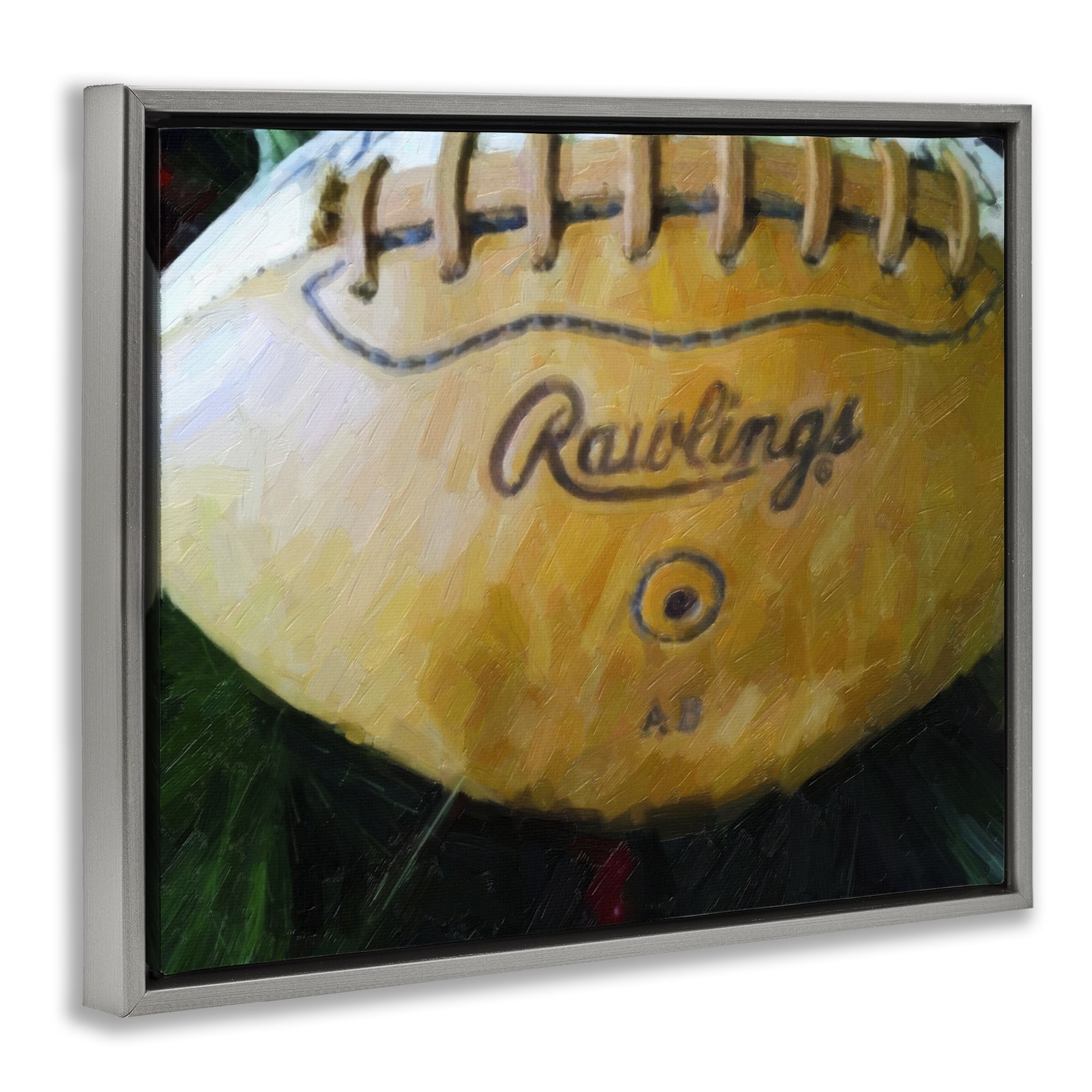 Stupell Industries Painterly Team Football Sports Painting Gray Floater Framed Canvas Art Print Wall Art, 31 x 25
