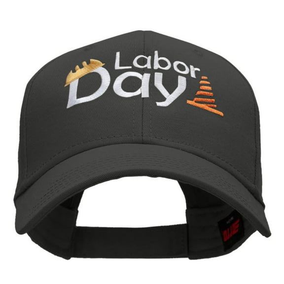 Labor Day Workers Embroidered Solid Cotton Twill Low Profile Strap Cap - Charcoal OSFM