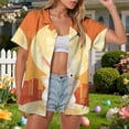 thumbnail image 2 of vigerkar Easter Shirts for Women Easter Bunny Shirt Funny Rabbit Graphic Festival Party Short Sleeve Button Up Tops (Gold, 3XL), 2 of 6