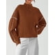 thumbnail image 4 of Jersey PRETTYGARDEN de punto grueso con cuello alto para mujer, color caramelo, 4 of 7