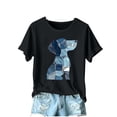 thumbnail image 2 of Qulqfy Cartoon Shirts Women Cute Black Puppy Dog Print Shirts Short Sleeve Women's Graphic Tops L, 2 of 4