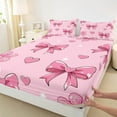 thumbnail image 4 of Feelyou Teens Princess Bowknot Twin Sheet Sets, Girly Pink Love Heart Twin Fitted Sheet, Cherry Blossoms Floral Flat Sheet, Breathable Home Decor, 3pcs, 4 of 8
