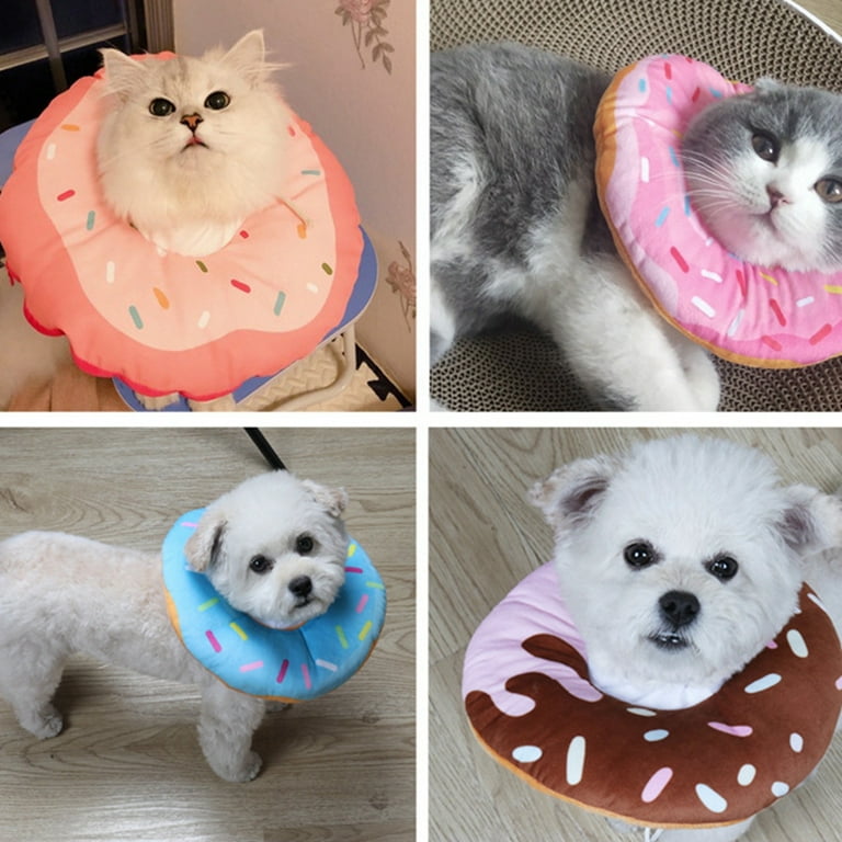 Cat Cone Collar Soft Adjustable Cute Donut Pet Recovery Collar for Wound Healing Comfy Alternative Elizabethan Collar Medical Neck Pillow After